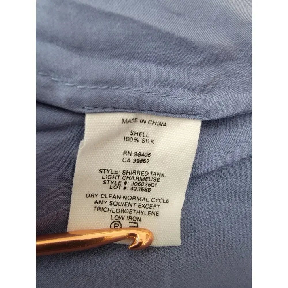 Theory Babydoll Silk Cami Tank Sz Medium Basic Shell Gray Blue Office Siren